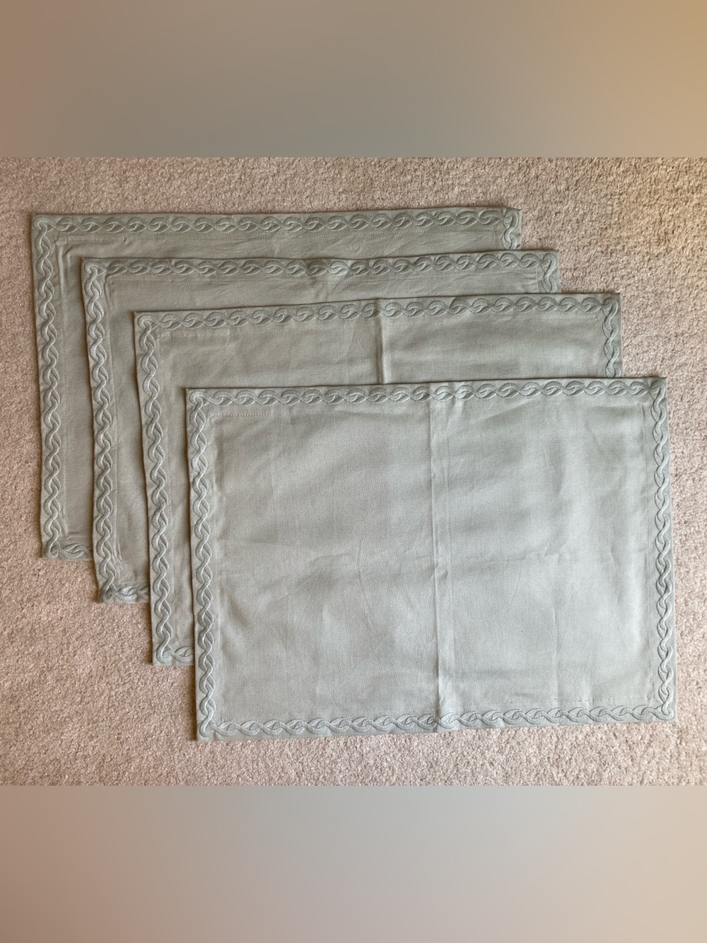 Williams Sonoma set of 4 cotton placemats with embroidered border